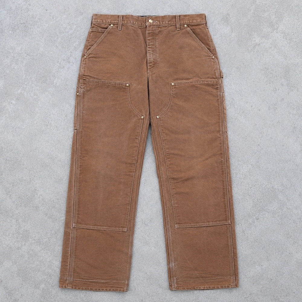Carhartt Vintage Double Knee Work Dungarees Brown Duck 36x34 USA Made B01 BRN